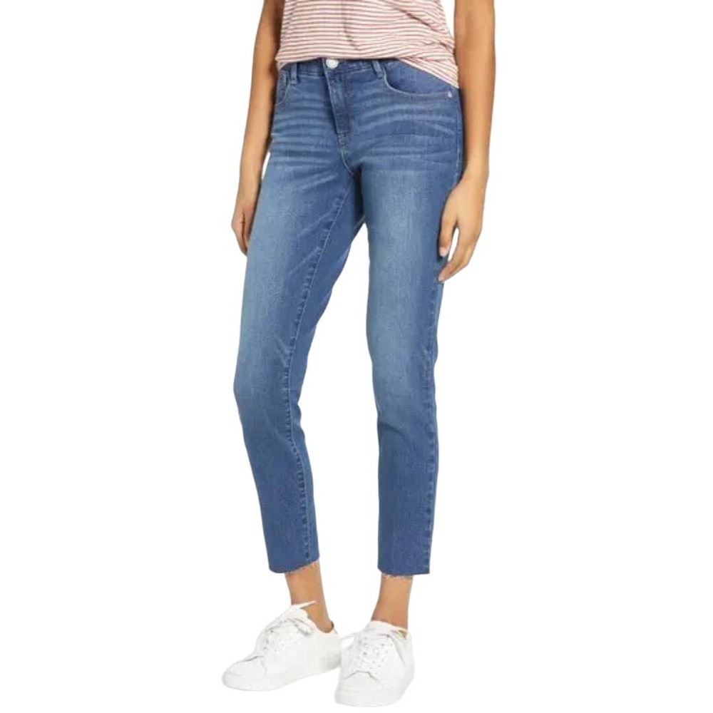 WIT & WISDOM "AB"SOLUTION RAW HEM SKINNY JEANS IN BLUE NWT WOMEN'S SIZE 6